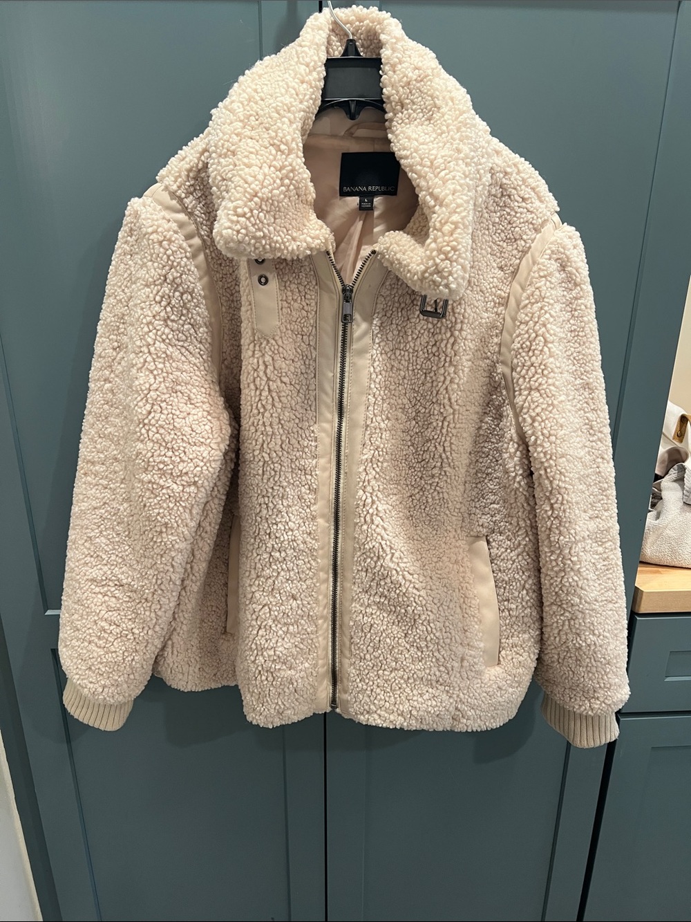 Banana Republic Cream Teddy Sherpa Zip Jacket